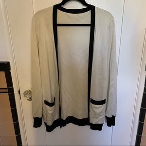 ST. JOHN Black and White Silk Cardigan